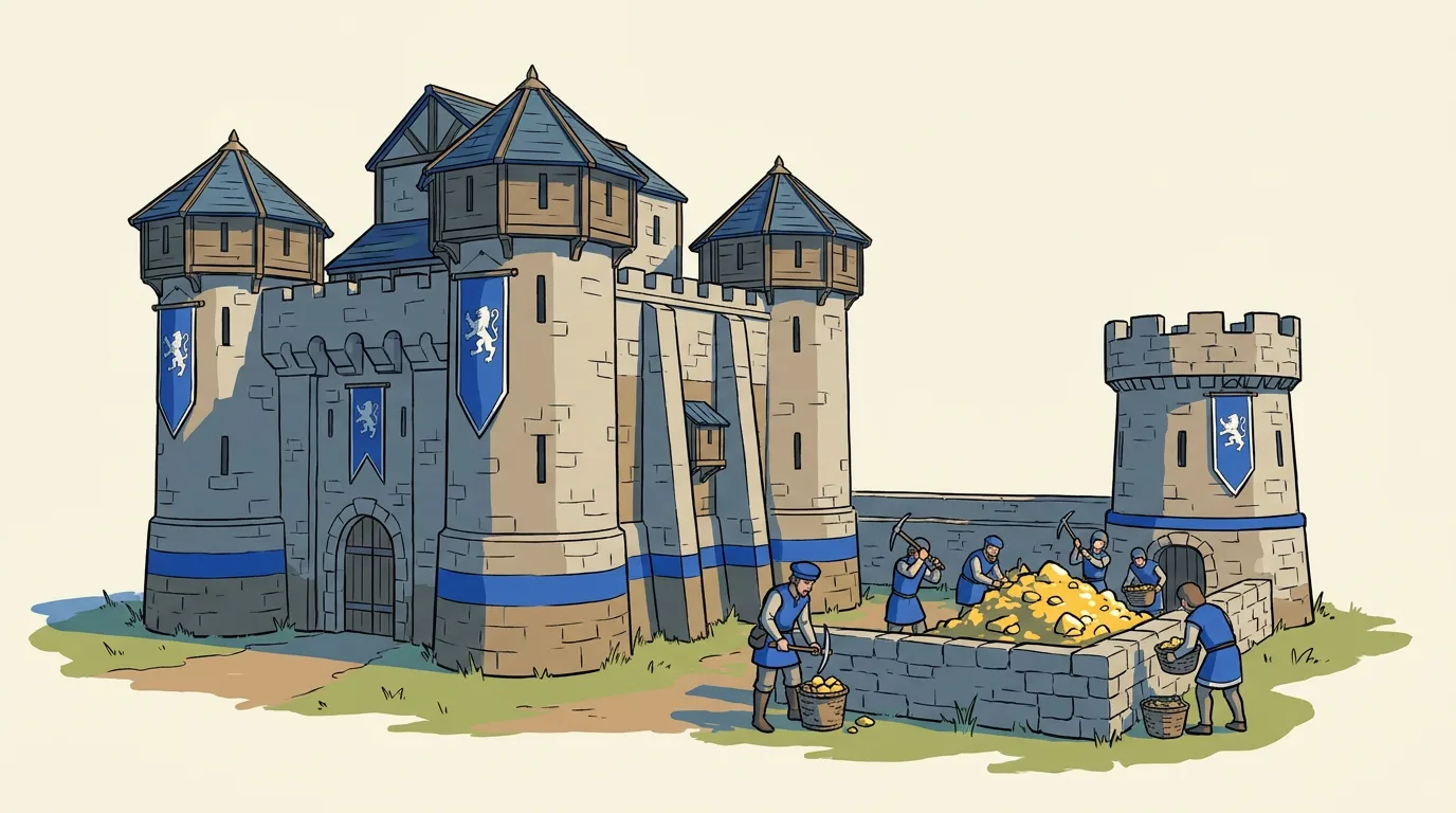 Torres y castillos junto a minas de oro y lugares sagrados aseguran el control del mapa en esta edad.